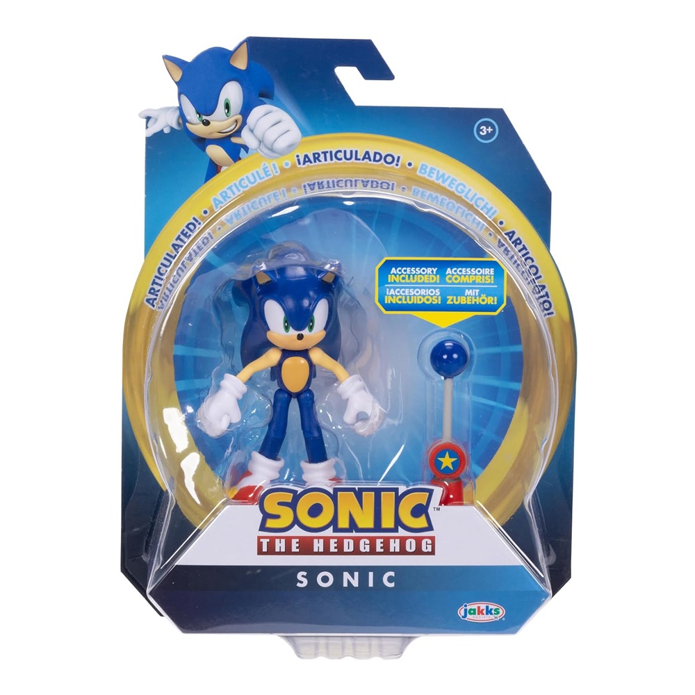 Sonic  JAKKS Pacific Figuras Modernas Sonic de 4″ con Blue Checkpoint – Varios Modelor Articulada, Oficial y Coleccionable P 114