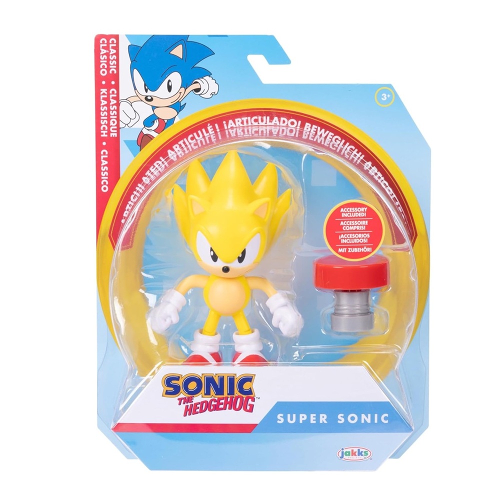 Sonic The Hedgehog JAKKS Pacific - Sega Figura Classic Super Sonic de 4″ con Accesorio Red Spring – Figura Articulada Oficial para Fans y Niños 3+ Años P 115