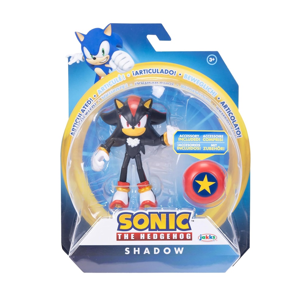 Jakks Pacific - Sega Sonic The Hedgehog Figura Articulada Modern Shadow de 4″ con Accesorio Star Spring – Colección Oficial Sonic para Fans y Niños 3+ Años P 118